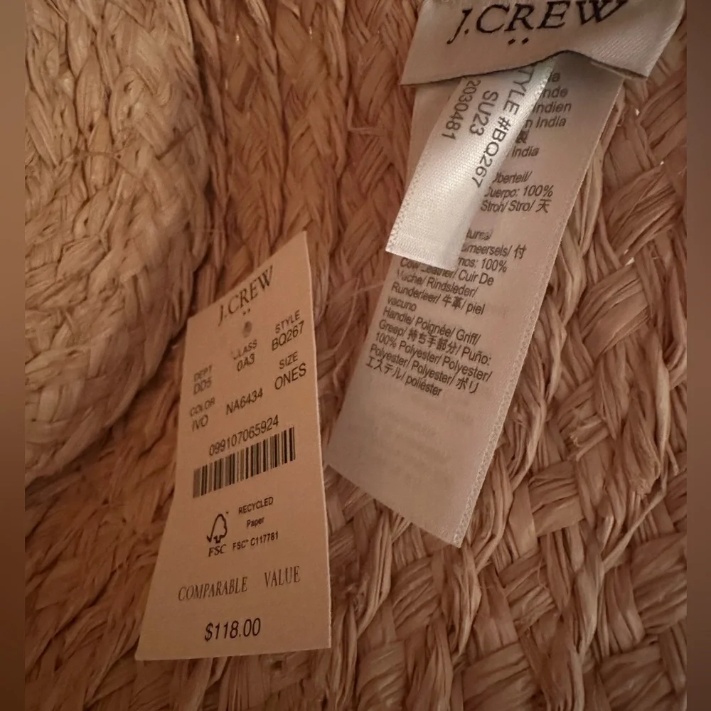 JCrew Woven Tote Bag with Ribbon Straps - Picture 4 of 4